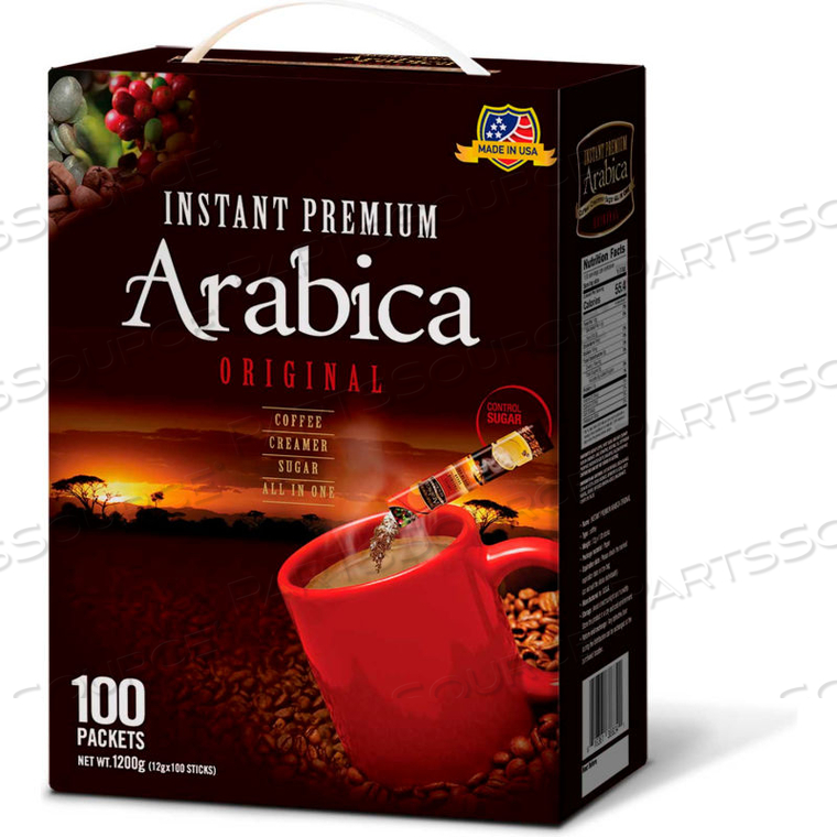 CAFE MAZEL INSTANT COFFEE, ARABICA ORIGINAL, INSTANT COFFEE MIX, 3 IN 1 INSTANT COFFEE, 100 STICKS 