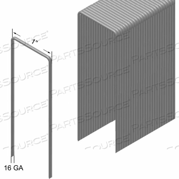 16 GAUGE STAPLE - 1" LENGTH - 1" CROWN - STEEL - GALVANIZED - PKG OF 10000 by Prebena