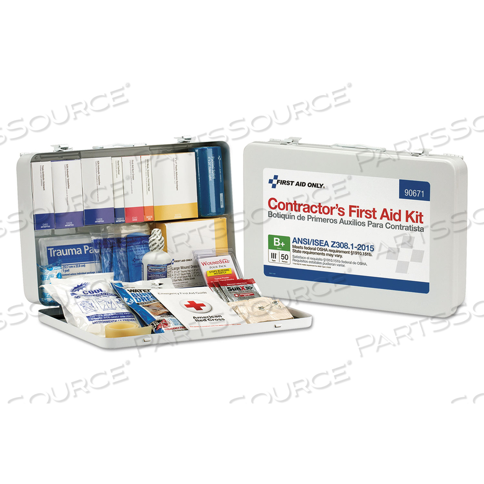 CONTRACTOR ANSI CLASS B FIRST AID KIT FOR 50 PEOPLE, 254 PIECES, METAL CASE by First Aid Only CONTRACTOR ANSI CLASS B FIRST AID KIT FOR 50 PEOPLE, 254 PIECES, METAL CASE by First Aid Only