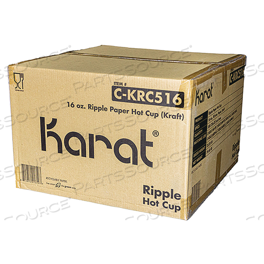 RIPPLE HOT CUPS, 16 OZ, KRAFT/WHITE by Karat RIPPLE HOT CUPS, 16 OZ, KRAFT/WHITE by Karat