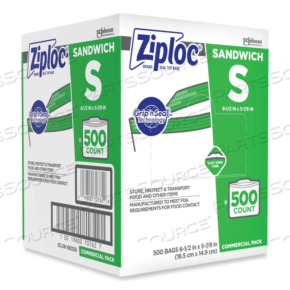 682255 ZIPLOC SANDWICH BAGS, 500 BAGS, ZIPPER, CLEAR, SOLID by Ziploc 682255 ZIPLOC SANDWICH BAGS, 500 BAGS, ZIPPER, CLEAR, SOLID by Ziploc