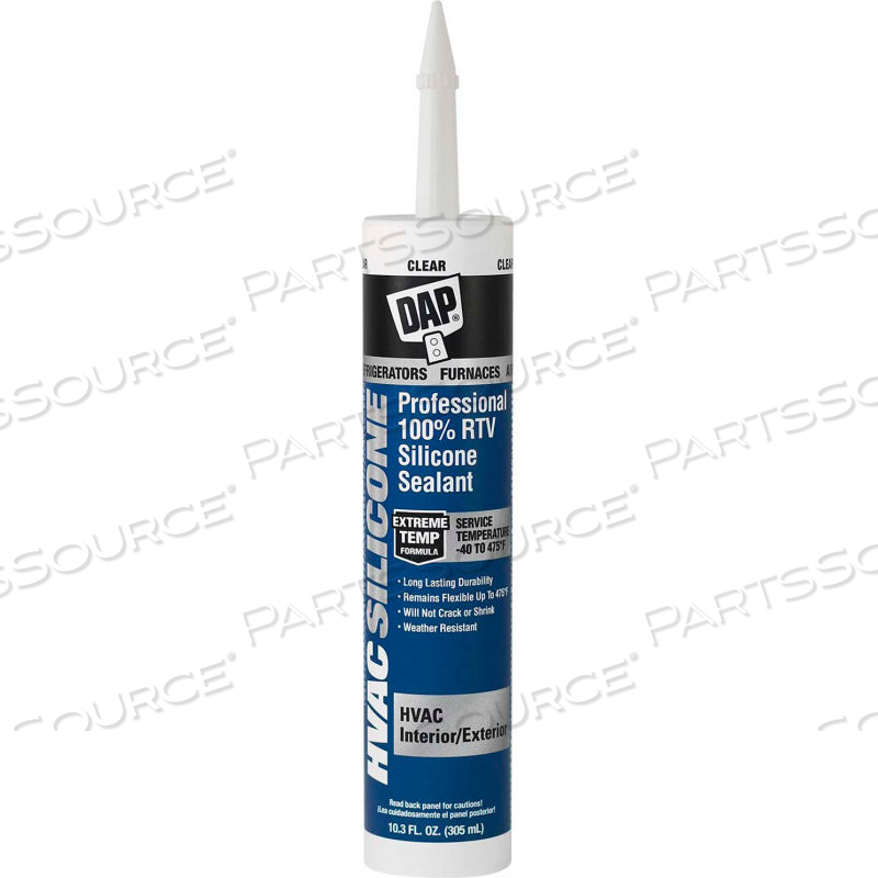 HVAC PROFESSIONAL 100% RTV SILICONE SEALANT - 10.1 OZ., CLEAR - by DAP Products Inc.