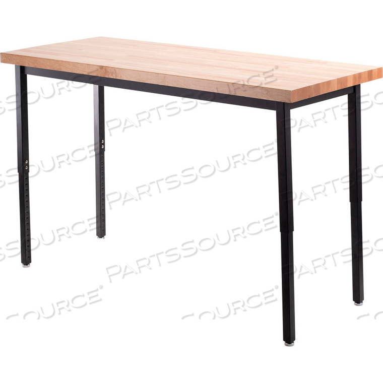 HEIGHT ADJUSTABLE UTILITY TABLE - 30" X 72" - BUTCHERBLOCK TOP by National Public Seating
