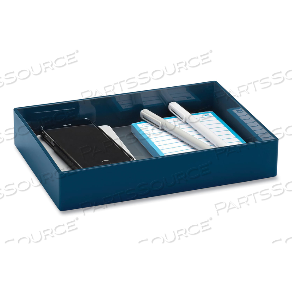 STACKABLE MAIL AND ACCESSORY TRAYS, 1 SECTION, SMALL FORMAT, 9.75 X 6.75 X 1.75, SLATE BLUE 