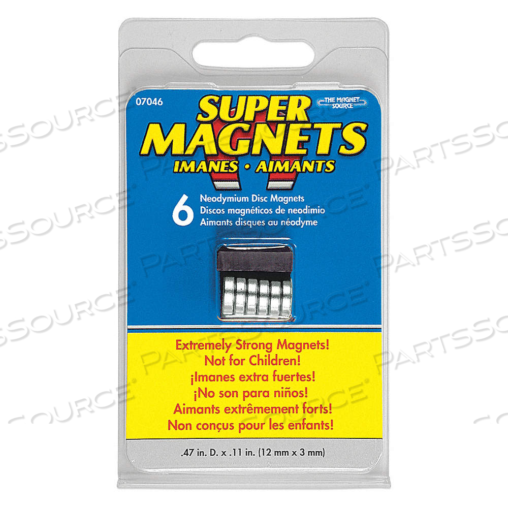 DISC MAGNET, NEODYMIUM, 4 LB MAX. PULL, 0.118 IN THICK, 7/16 IN DIA by Approved Vendor