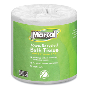 100% RECYCLED 2-PLY BATH TISSUE, SEPTIC SAFE, INDIVIDUALLY WRAPPED ROLLS, WHITE, 330 SHEETS/ROLL, 48 ROLLS/CARTON by Marcal 100% RECYCLED 2-PLY BATH TISSUE, SEPTIC SAFE, INDIVIDUALLY WRAPPED ROLLS, WHITE, 330 SHEETS/ROLL, 48 ROLLS/CARTON by Marcal