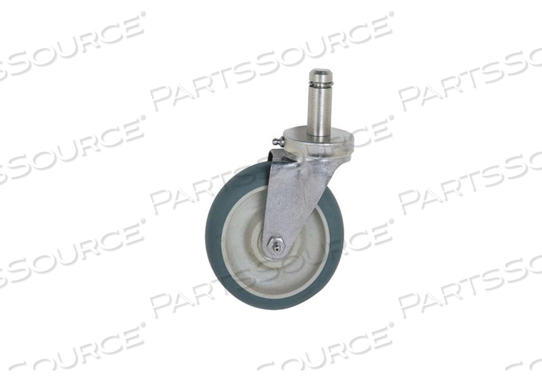 BRAKE CASTER, 5 IN DIA, STAINLESS STEEL, 1-1/4 IN, WASHABLE SWIVEL by Intermetro Industries (Emerson) BRAKE CASTER, 5 IN DIA, STAINLESS STEEL, 1-1/4 IN, WASHABLE SWIVEL by Intermetro Industries (Emerson)