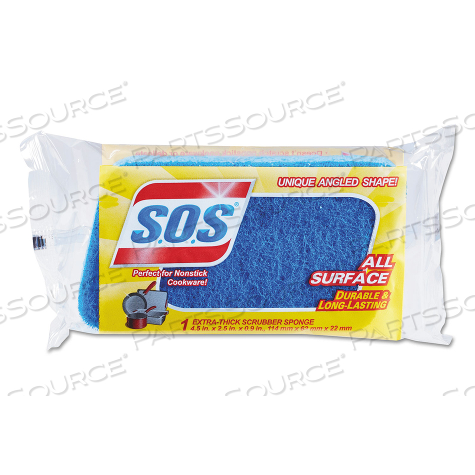 ALL SURFACE SCRUBBER SPONGE, 2.5 X 4.5, 0.9" THICK, DARK BLUE by S.O.S