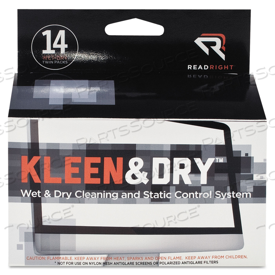 TWO STEP SCREENKLEEN WET AND DRY CLEANING WIPES, 5 X 5 by Read Right TWO STEP SCREENKLEEN WET AND DRY CLEANING WIPES, 5 X 5 by Read Right