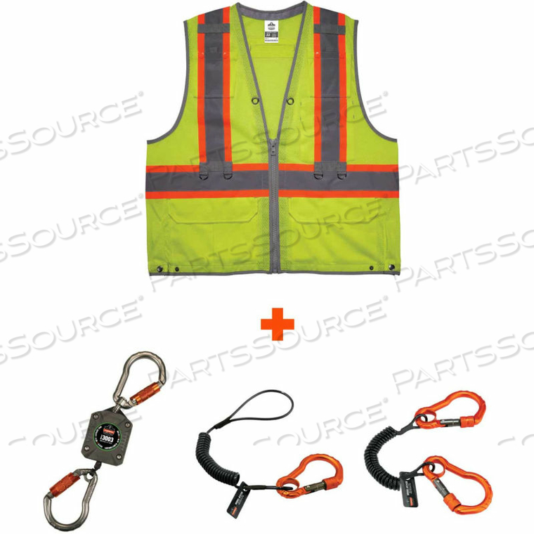 8231TVK HI-VIS TOOL TETHERING SAFETY VEST KIT, S/M, TYPE R, CLASS 2 