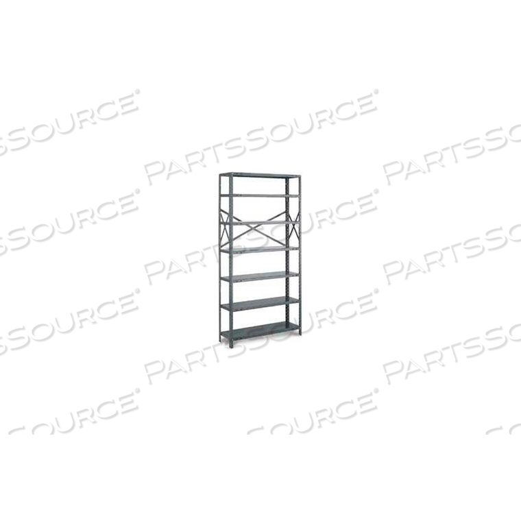 T-BOLT OPEN STARTER, OST75-3642-6, 42"W X 36"D X 75"H, 6 SHELVES, 20 GA., DARK GRAY by Tri-Boro Shelving T-BOLT OPEN STARTER, OST75-3642-6, 42"W X 36"D X 75"H, 6 SHELVES, 20 GA., DARK GRAY by Tri-Boro Shelving