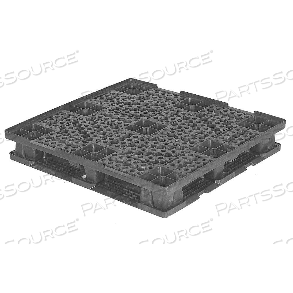 PALLET, STACKABLE, 48 3/4 IN OVERALL LG, 45 3/4 IN OVERALL WD, RECYCLED HDPE, BLACK, 4 ENTRY POINTS by Approved Vendor