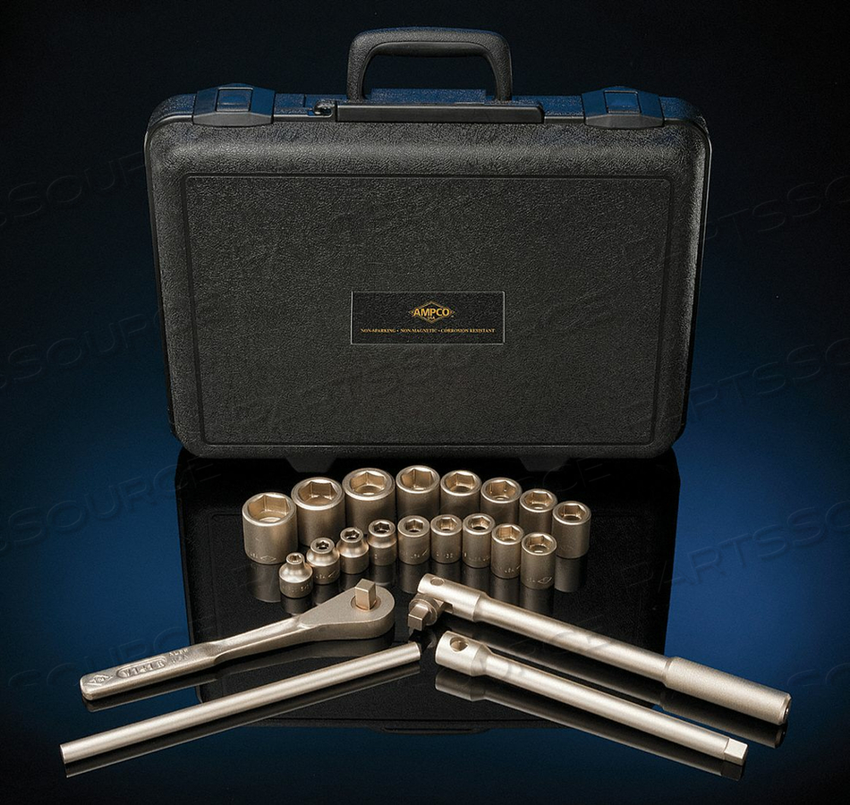 SOCKET WRENCH SET METRIC 1/4 DR 15 PC by Ampco Safety Tools