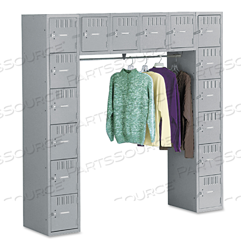 SIXTEEN BOX COMPARTMENTS AND COAT BAR, 72W X 18D X 72H, MEDIUM GRAY by Tennsco Corp.