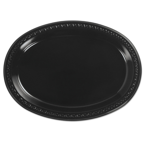 HEAVYWEIGHT PLASTIC PLATTERS, 8 X 11, BLACK, 125/BAG, 4 BAG/CARTON by Chinet