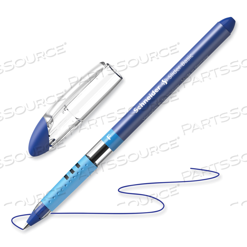 SLIDER BASIC BALLPOINT PEN, STICK, FINE 0.7 MM, BLUE INK, BLUE BARREL, 10/BOX 