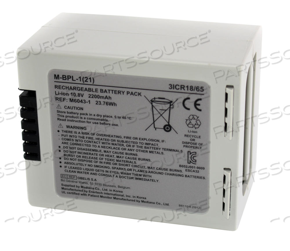 BATTERY RECHARGEABLE, LITHIUM ION, 3400 MAH by Nellcor - Covidien