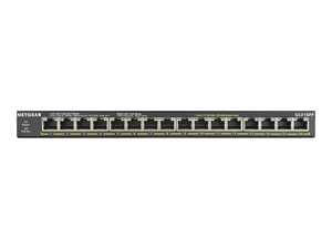 GS316PP, SWITCH, UNMANAGED, 16 X 10/100/1000 (POE+), DESKTOP, WALL-MOUNTABLE, POE+ (183 W) by Netgear