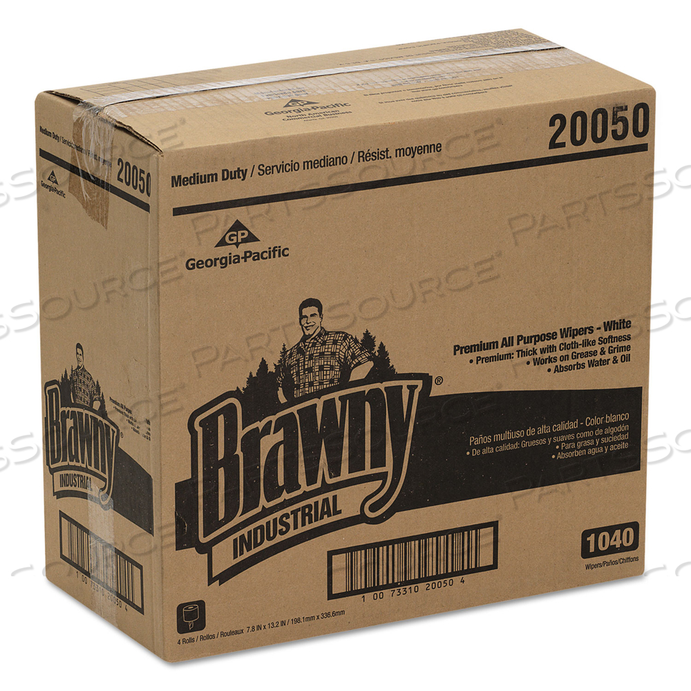 DRY WIPE ROLL 7-3/4 X 13-1/4 WHITE PK4 by Brawny DRY WIPE ROLL 7-3/4 X 13-1/4 WHITE PK4 by Brawny