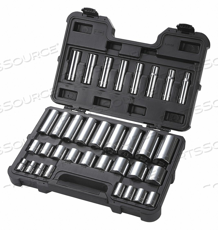 SOCKET SET 1/2 SAE CHROME 34PCS by Westward