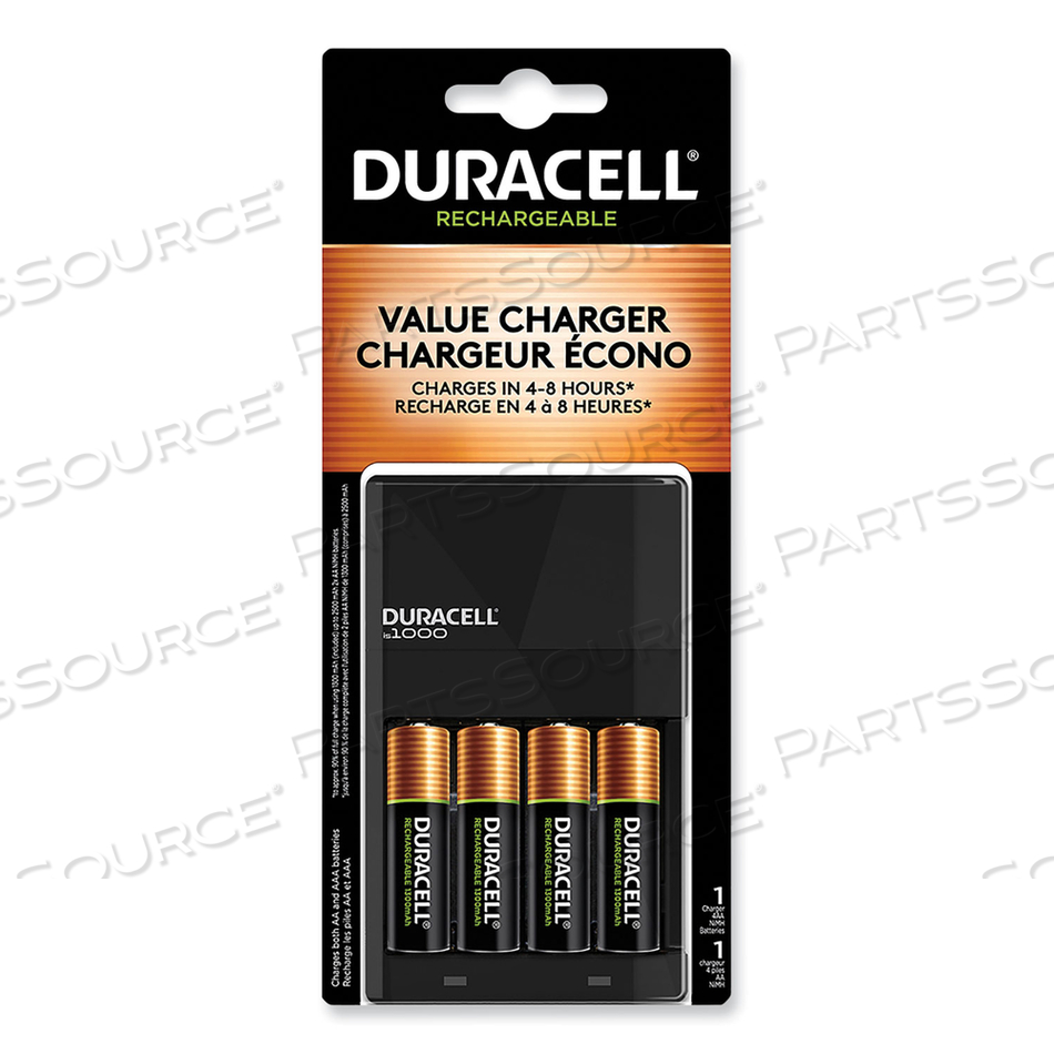 CEF14 DURACELL-I1000 CHARGER,6-8 HRS. CHARGE,1 CHARGER AND 4 AA NIMH BATTERIES by Duracell CEF14 DURACELL-I1000 CHARGER,6-8 HRS. CHARGE,1 CHARGER AND 4 AA NIMH BATTERIES by Duracell