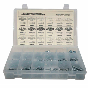 275 PIECE SHEET METAL SCREW ASSORTMENT - #6 TO #14 - SLOTTED HEX WASHER HEAD - STEEL - ZINC PLATED by Titan Fasteners