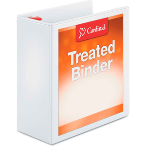 TREATED CLEARVUE LOCKING SLANT-D RING BINDER, 4" CAPACITY, WHITE by Cardinal