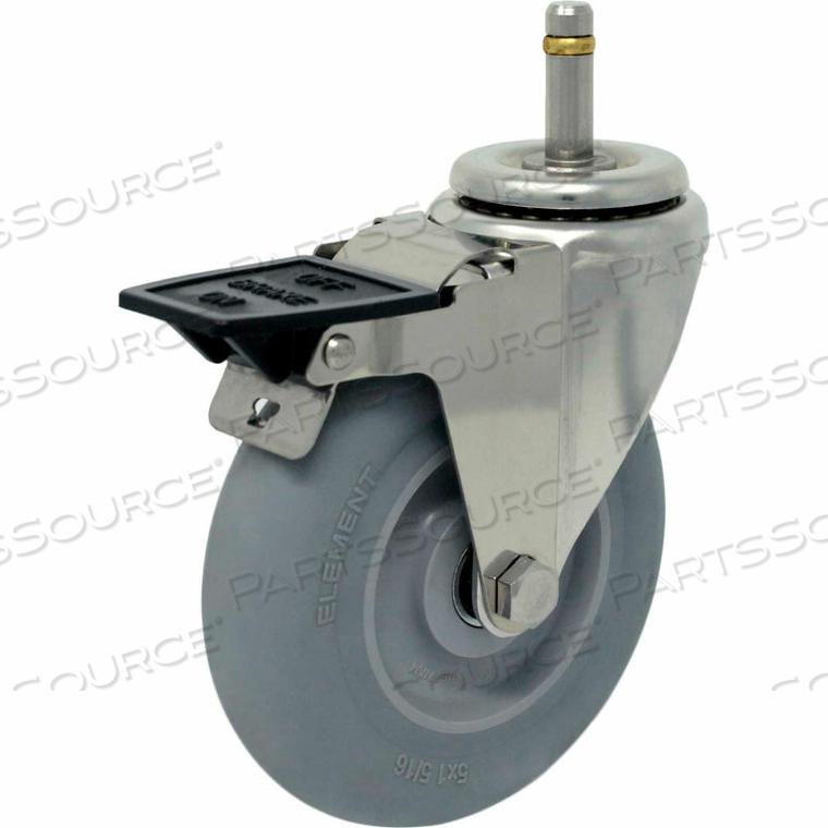 CASTERS SWIVEL STEM CASTER - 5"DIA. ELEMENT WITH TOP LOCK, 1-3/8"H STEM 