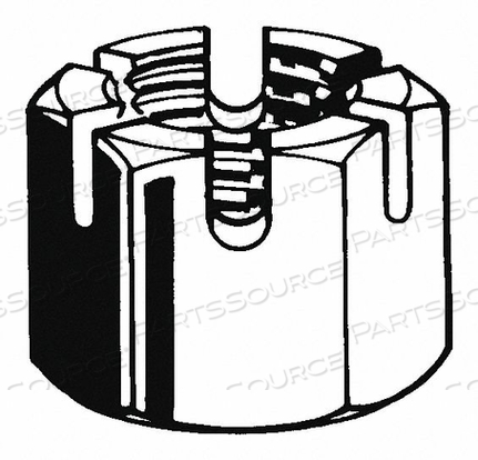 CASTLE NUT, SLOTTED CASTLE, 1 1/4"-7 THREAD SIZE, STEEL, GRADE 5, ZINC PLATED, 1 7/8 IN HEX WD by Fabory CASTLE NUT, SLOTTED CASTLE, 1 1/4"-7 THREAD SIZE, STEEL, GRADE 5, ZINC PLATED, 1 7/8 IN HEX WD by Fabory