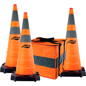 36" HD COLLAPSIBLE SAFETY CONE WITH LED LIGHT, WEIGHTED BASE, 3/PACK by Aervoe 36" HD COLLAPSIBLE SAFETY CONE WITH LED LIGHT, WEIGHTED BASE, 3/PACK by Aervoe