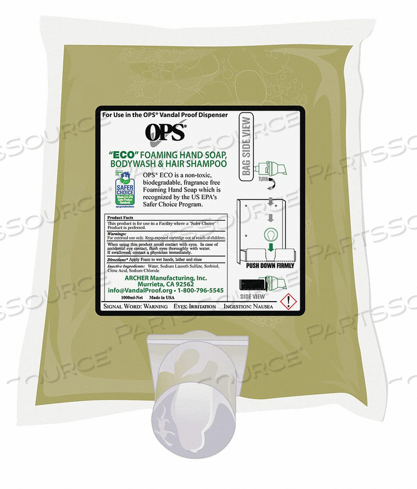 FOAM HAND SOAP 1000ML UNSCENTED PK2 by OPS