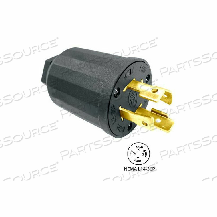 30-AMP LOCKING ASSEMBLY PLUG WITH NEMA L14-30P MALE END, 3 POLE- 4 WIRE by Conntek Integrated Solutions, Inc.