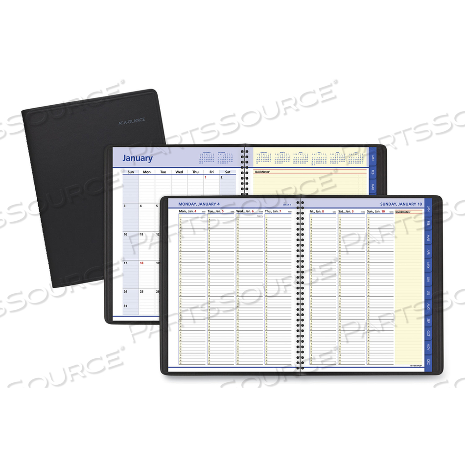 QUICKNOTES WEEKLY VERTICAL-COLUMN FORMAT APPOINTMENT BOOK, 11 X 8.25, BLACK COVER, 12-MONTH (JAN TO DEC): 2023 