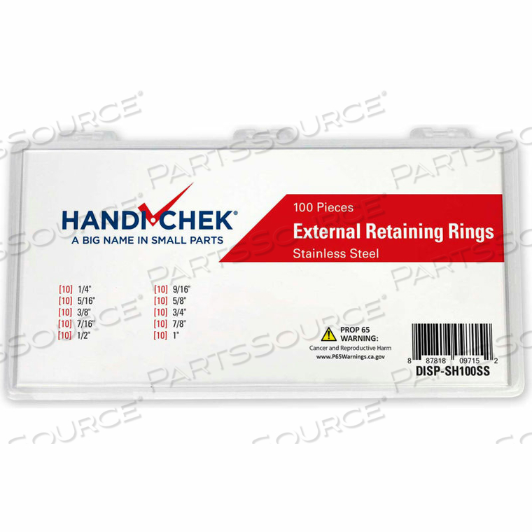 RETAINING RING EXTERNAL STAINLESS STEEL ASSORTMENT 100 PIECES by Flint Hills Trading