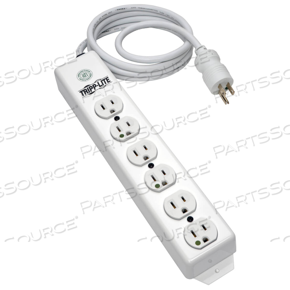 POWER STRIP MEDICAL 120V 5-15R-HG 6 OUTLET 1.5FT CORD METAL by Tripp Lite