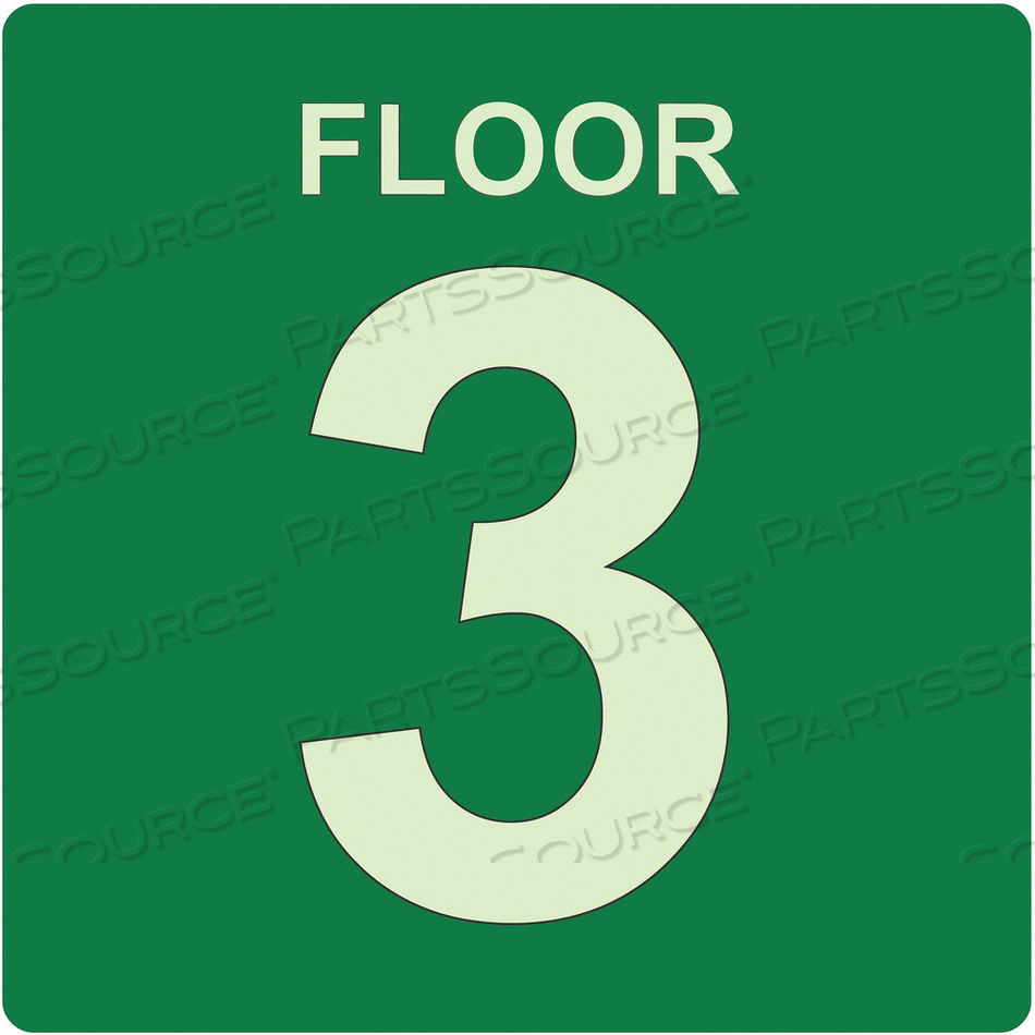 SIGN FLOOR 3 GREEN ENGLISH PVC by Ability One SIGN FLOOR 3 GREEN ENGLISH PVC by Ability One