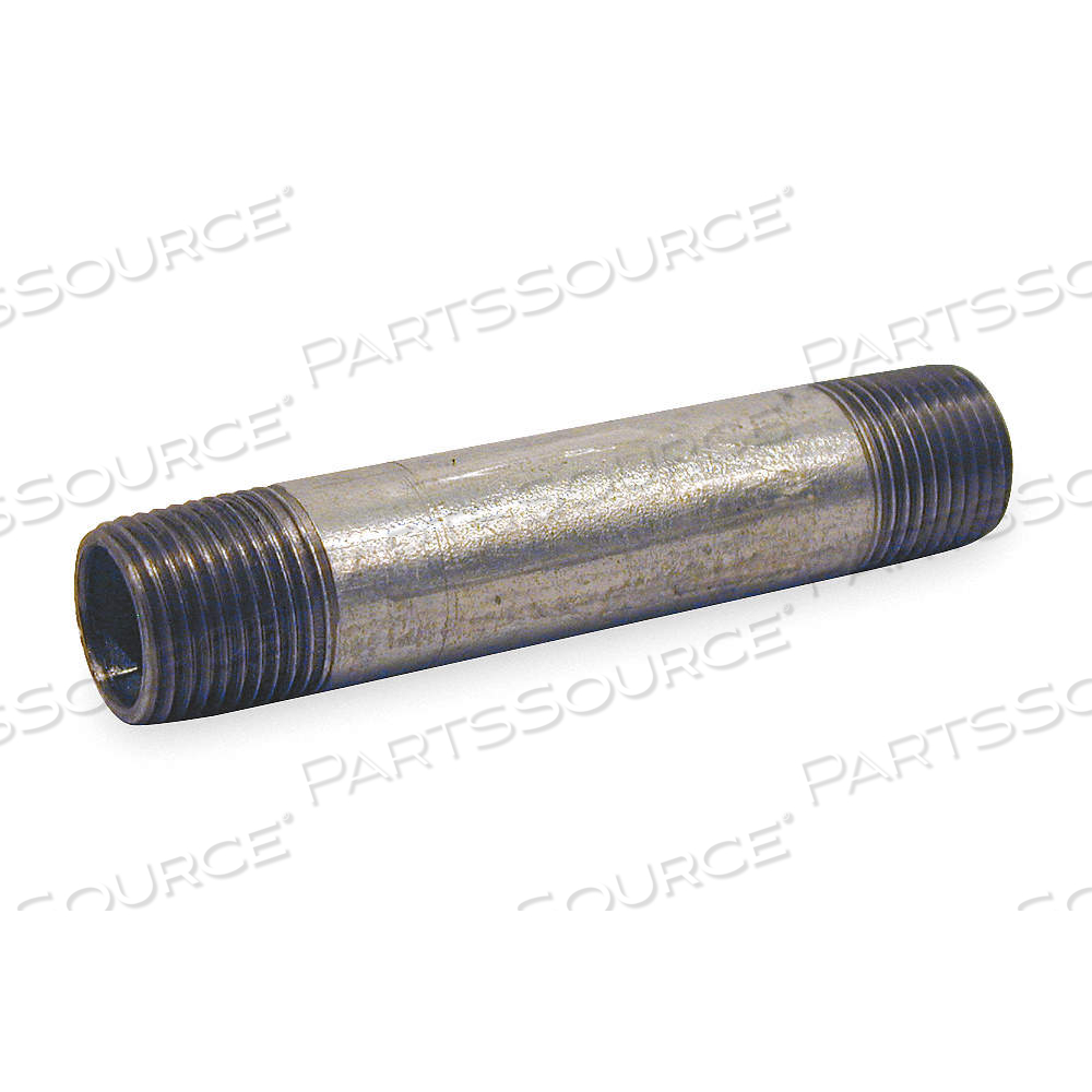 NIPPLE, GALVANIZED STEEL, 1/2 IN NOMINAL PIPE SIZE, 3 IN OVERALL LG, THREADED ON BOTH ENDS, SEAMLESS by Approved Vendor