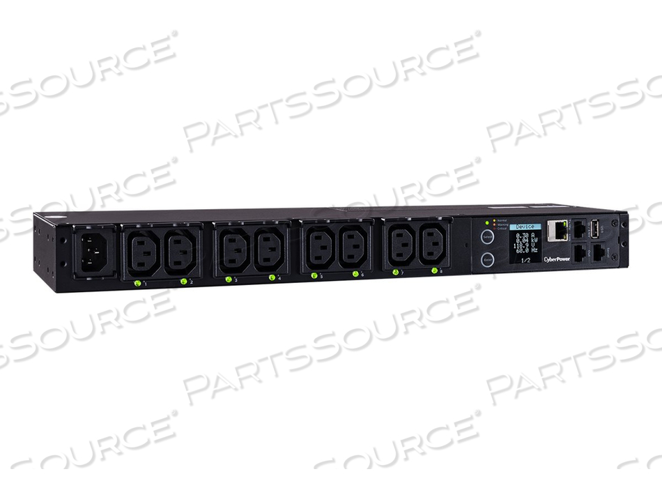 SWITCHED SERIES PDU41004, POWER DISTRIBUTION UNIT (RACK-MOUNTABLE), AC 100-240 V, 1-PHASE, ETHERNET, SERIAL, INPUT: IEC 60320 C14, OUTPUT CO by CyberPower SWITCHED SERIES PDU41004, POWER DISTRIBUTION UNIT (RACK-MOUNTABLE), AC 100-240 V, 1-PHASE, ETHERNET, SERIAL, INPUT: IEC 60320 C14, OUTPUT CO by CyberPower