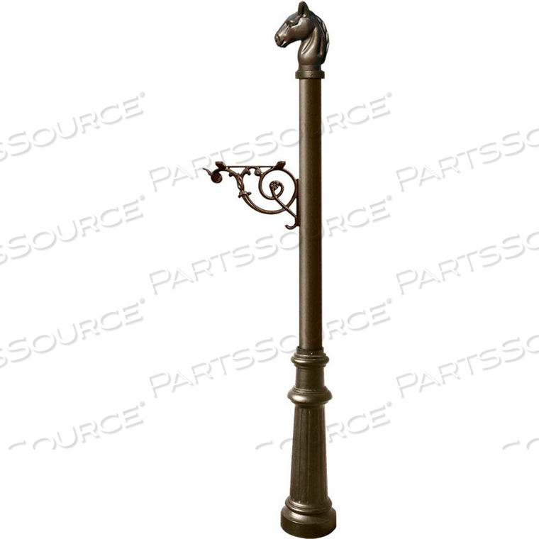 LEWISTON EQUINE POST ONLY W/SUPPORT BRACKET, HORSEHEAD FINIAL & DECORATIVE FLUTED BASE, BRONZE by Qualarc LEWISTON EQUINE POST ONLY W/SUPPORT BRACKET, HORSEHEAD FINIAL & DECORATIVE FLUTED BASE, BRONZE by Qualarc