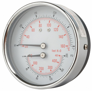 BOILER GAUGE ROUND 0-200 PSI 80 TO 320F by PIC Gauges