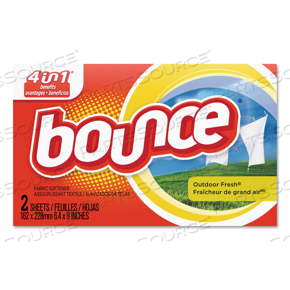 FABRIC SOFTENER SHEETS, OUTDOOR FRESH, 2/BOX, 156 BOXES/CARTON by Bounce FABRIC SOFTENER SHEETS, OUTDOOR FRESH, 2/BOX, 156 BOXES/CARTON by Bounce
