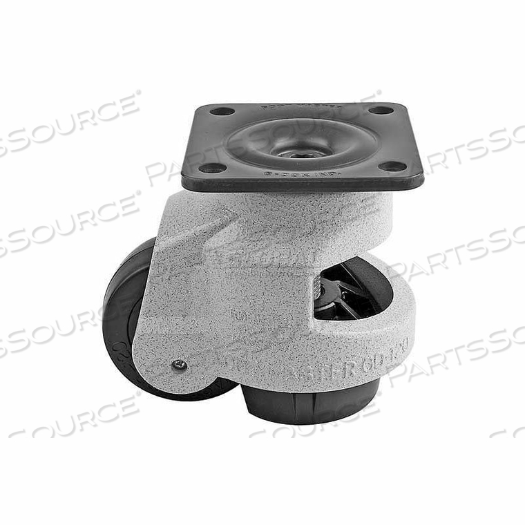 SWIVEL PLATE MANUAL LEVELING CASTER - 2200 LB. - 42MM DIA. NYLON WHEEL 