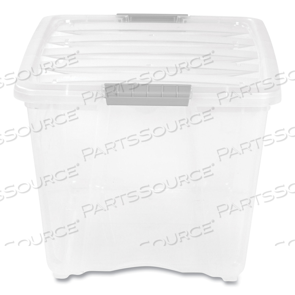 STACK AND PULL LATCHING FLAT LID STORAGE BOX, 13.5 GAL, 22" X 16.5" X 13.03", CLEAR by Iris USA, Inc STACK AND PULL LATCHING FLAT LID STORAGE BOX, 13.5 GAL, 22" X 16.5" X 13.03", CLEAR by Iris USA, Inc