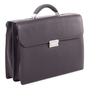 MILESTONE BRIEFCASE, FITS DEVICES UP TO 15.6", LEATHER, 5 X 5 X 12, BROWN by Swiss Mobility