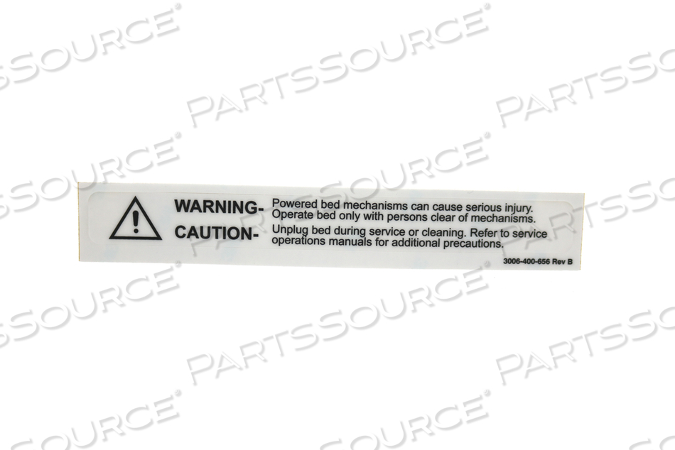 WARNING LABEL FOR HEAD END SIDERAIL ASSEMBLY by Stryker Medical