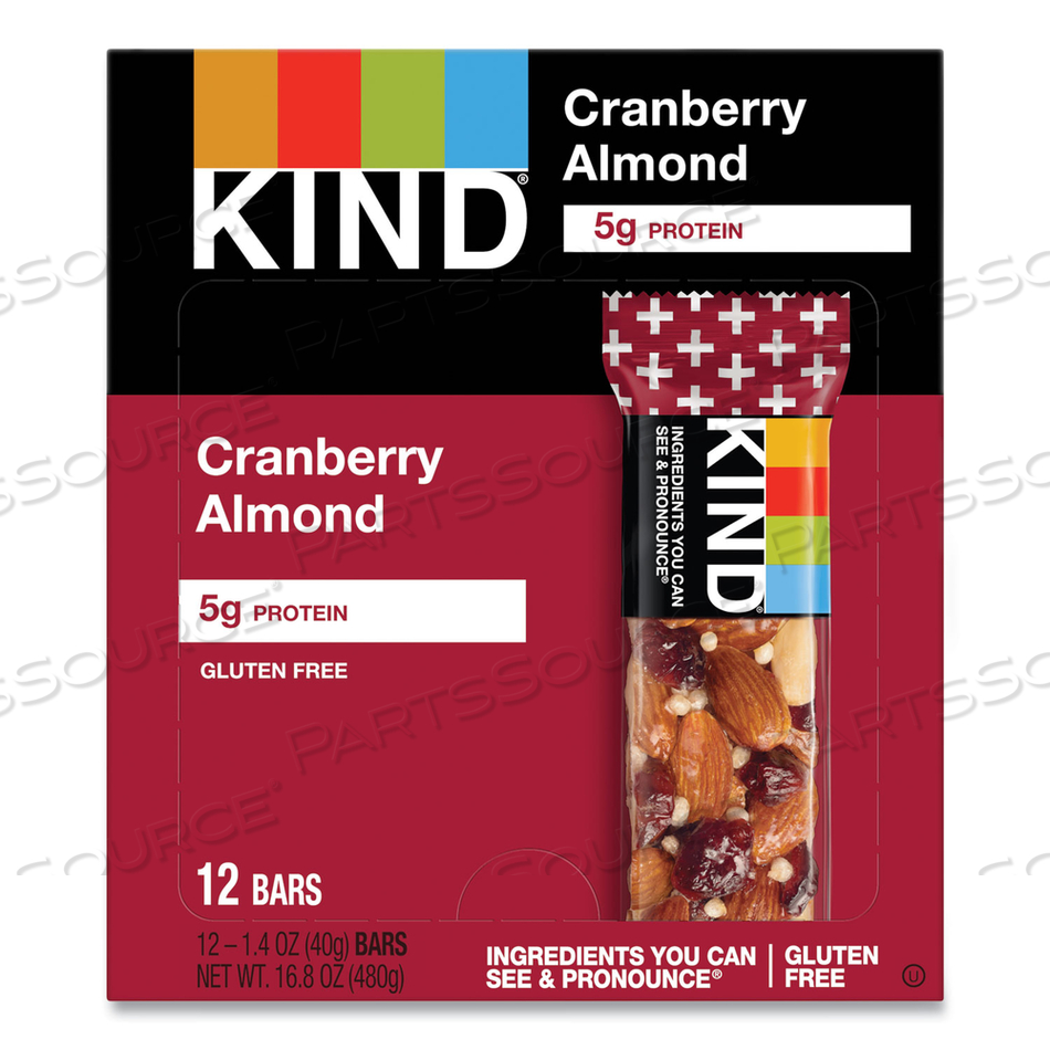 PLUS NUTRITION BOOST BAR, CRANBERRY ALMOND AND ANTIOXIDANTS, 1.4 OZ by Kind