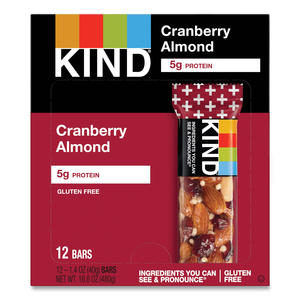 PLUS NUTRITION BOOST BAR, CRANBERRY ALMOND AND ANTIOXIDANTS, 1.4 OZ, 12/BOX by Kind