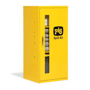 PIG SPILL KIT IN SMALL WALL-MOUNT CABINET by New Pig Corporation