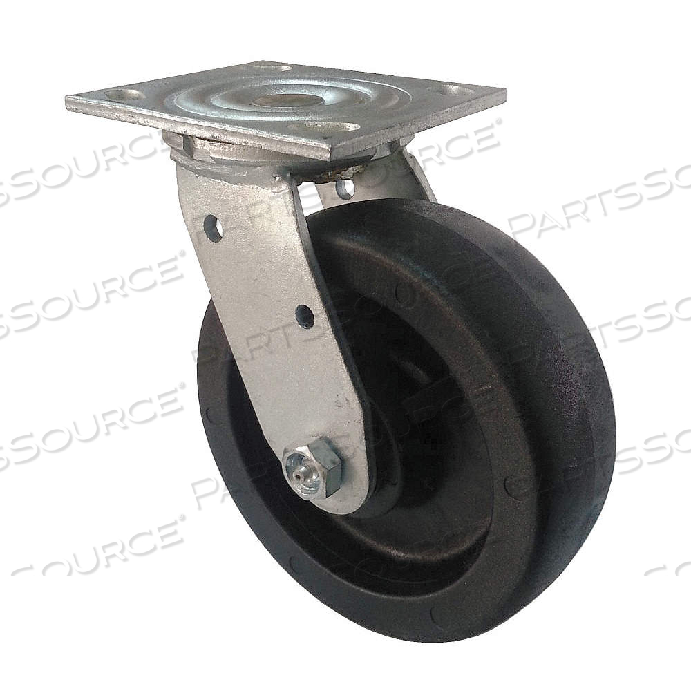 STANDARD PLATE CASTER, 6 IN WHEEL DIA., 1200 LB, 7 1/4 IN MOUNTING HT, SWIVEL CASTER by Approved Vendor