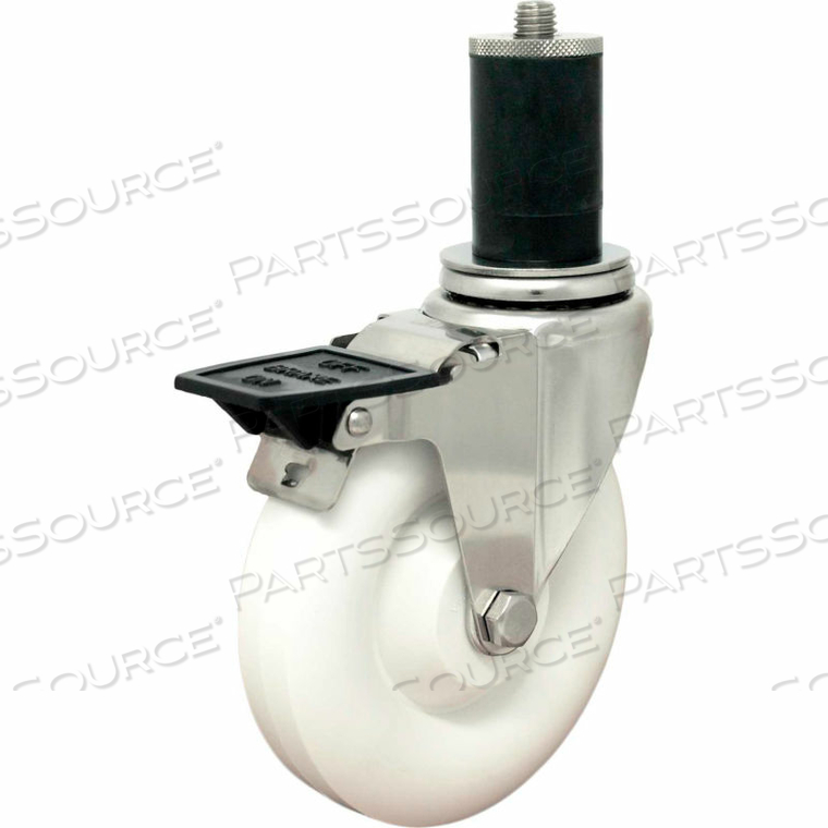 CASTERS EXPANSION STEM CASTER - 5"DIA. POLYOLEFIN, BORE, TOPE LK BRK, 375 LB. CAP. by Superior Casters, Inc.